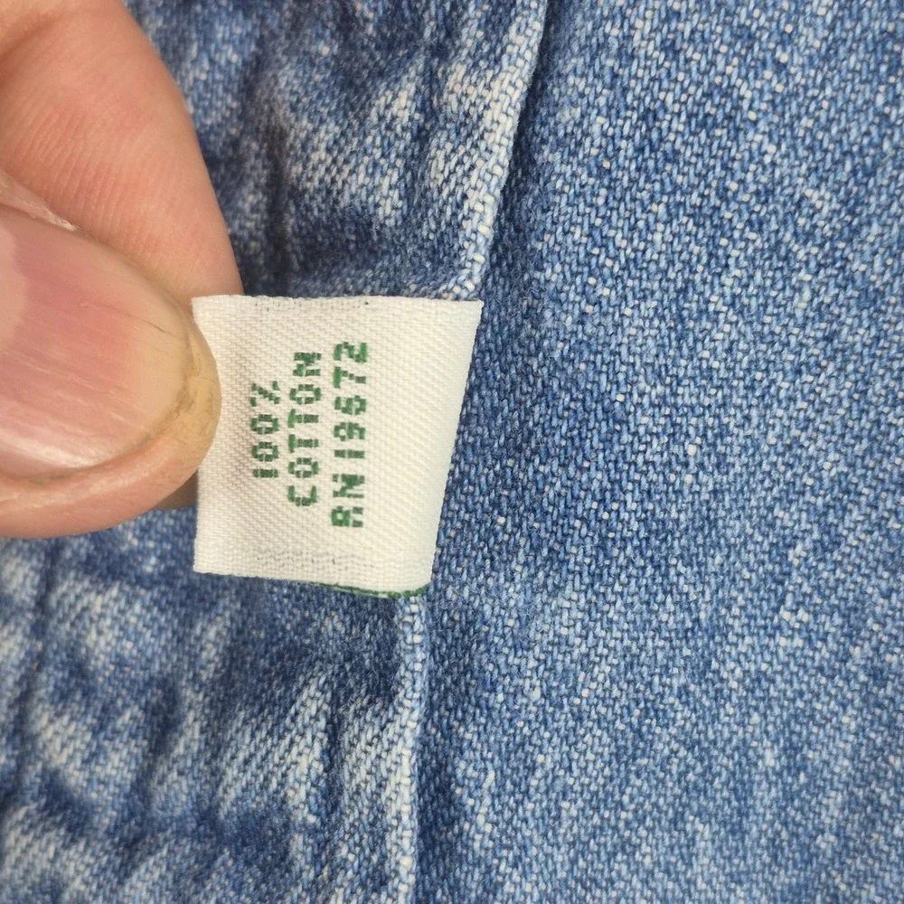 Vintage Polo Ralph Lauren Denim Shirt Mens Small Button Down Pony 80s Green Tag